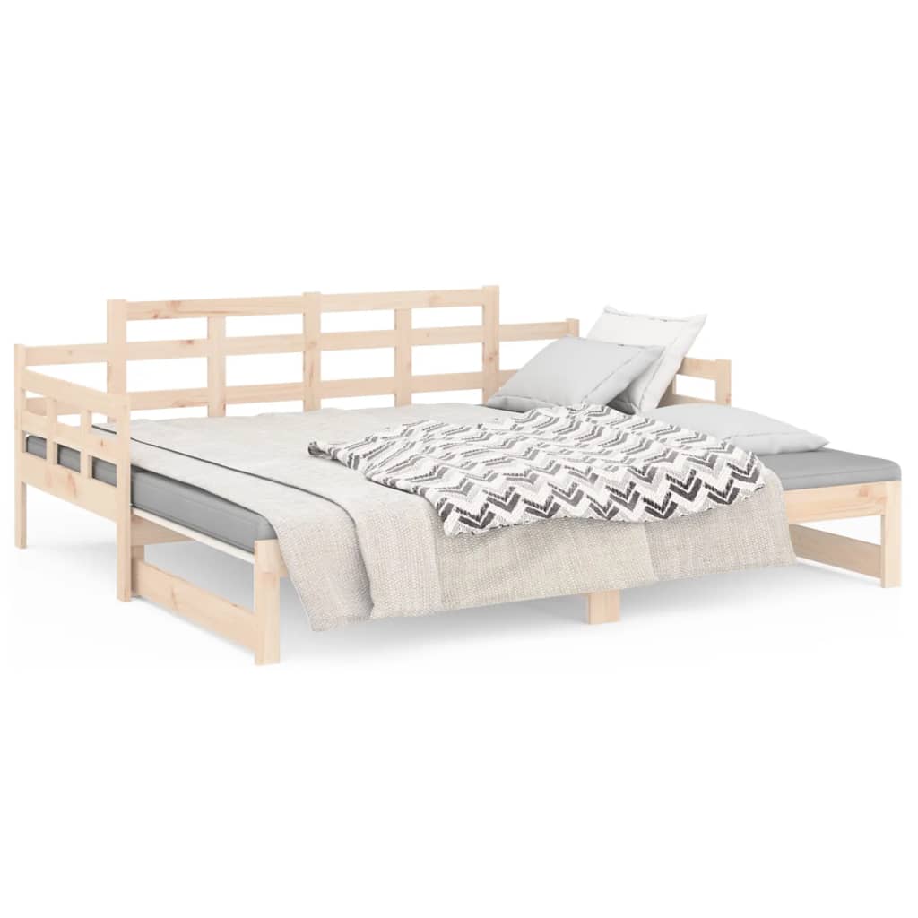 Daybed extendable solid pine wood 2x(80x200) cm