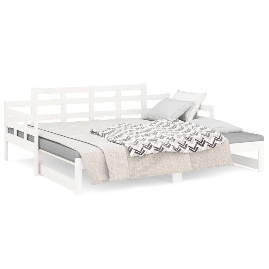 Daybed Extendable White Solid Pine 2x(80x200) cm