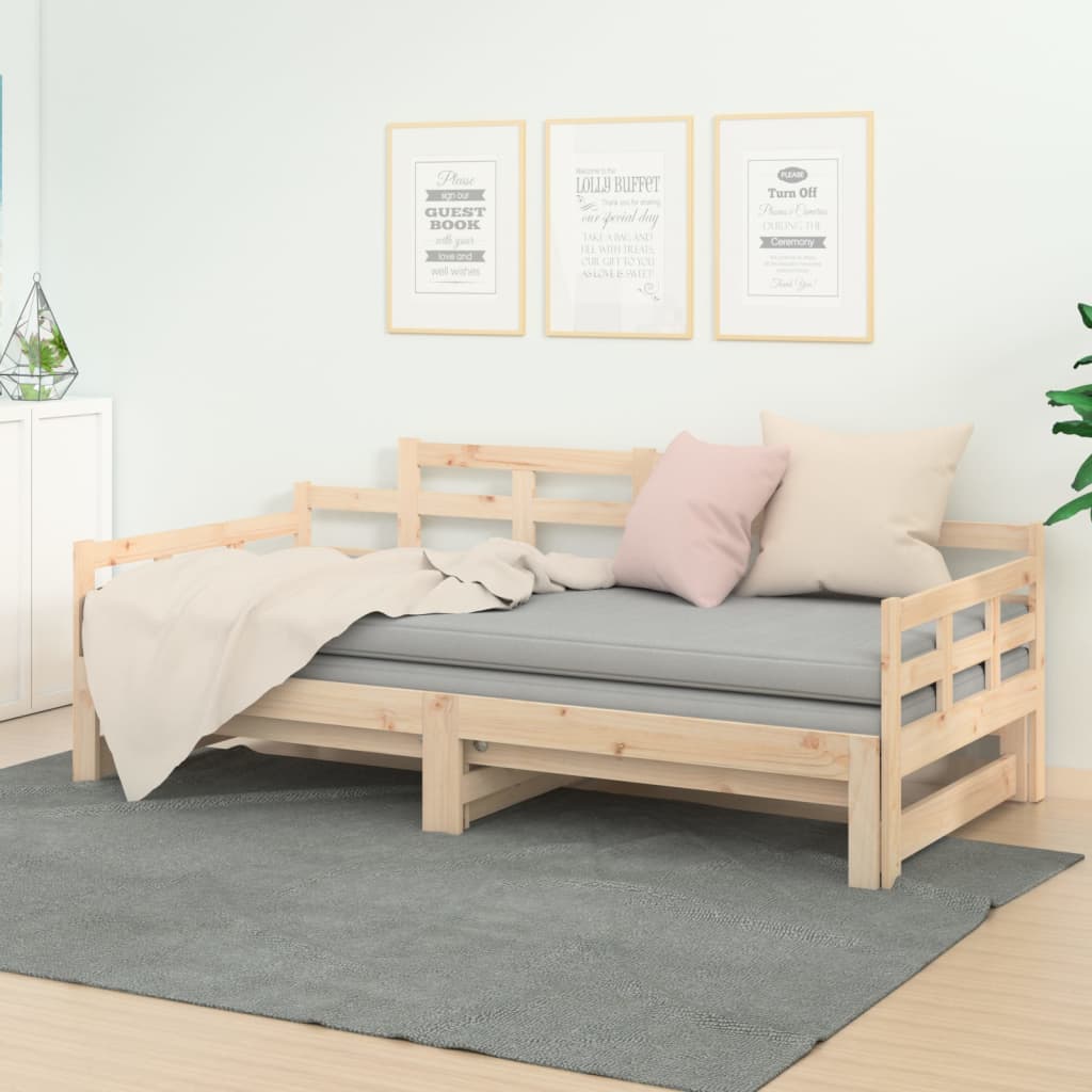 Daybed extendable solid pine wood 2x(90x190) cm