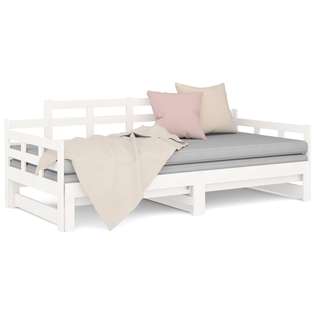 Daybed Extendable White Solid Pine 2x(90x190) cm