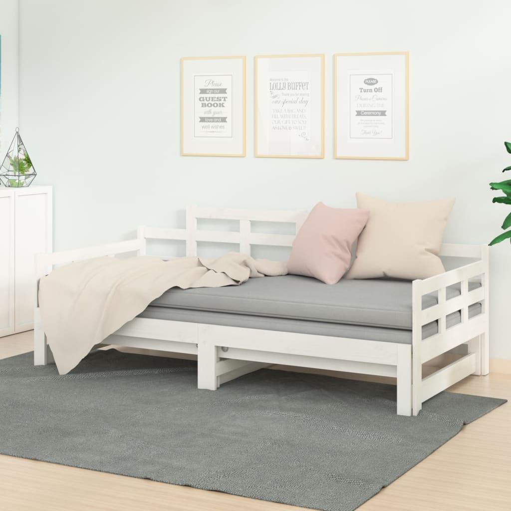 Daybed Extendable White Solid Pine 2x(90x190) cm