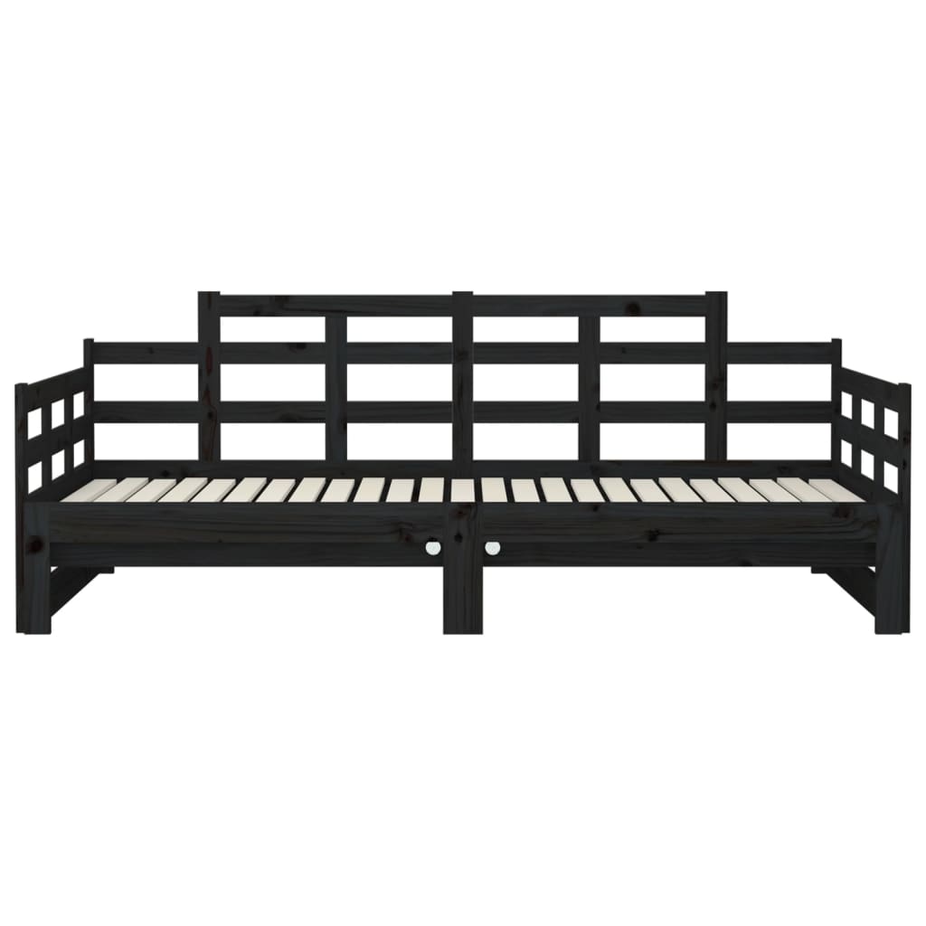 Daybed Extendable Black Solid Pine 2x(90x190) cm