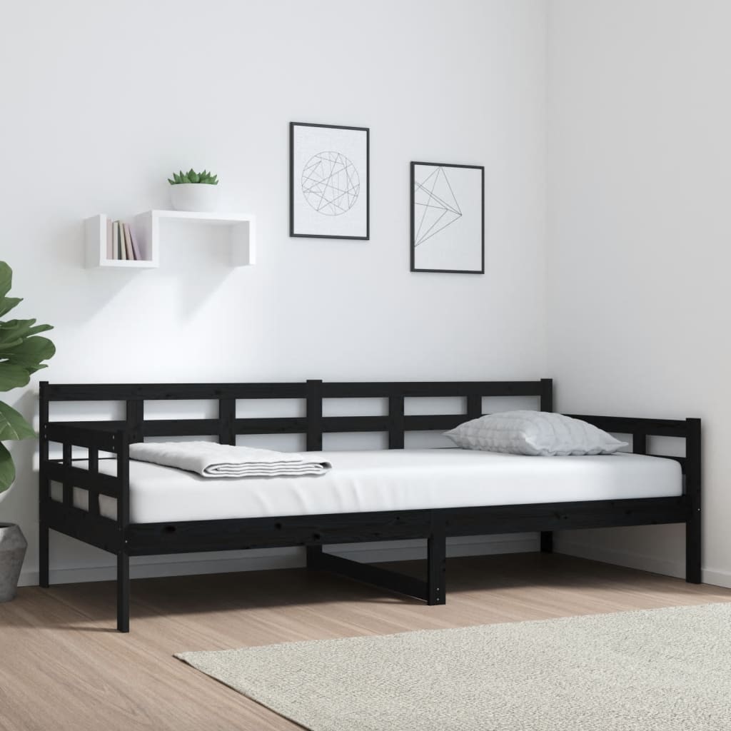 Daybed Black Solid Pine 90x200 cm