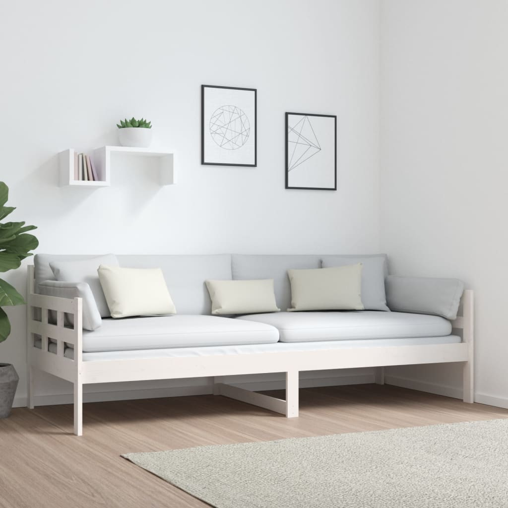 Daybed White Solid Pine Wood 80x200 cm