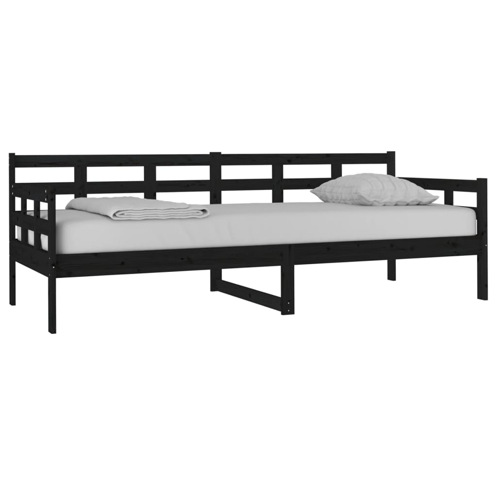 Daybed Black Solid Pine 80x200 cm