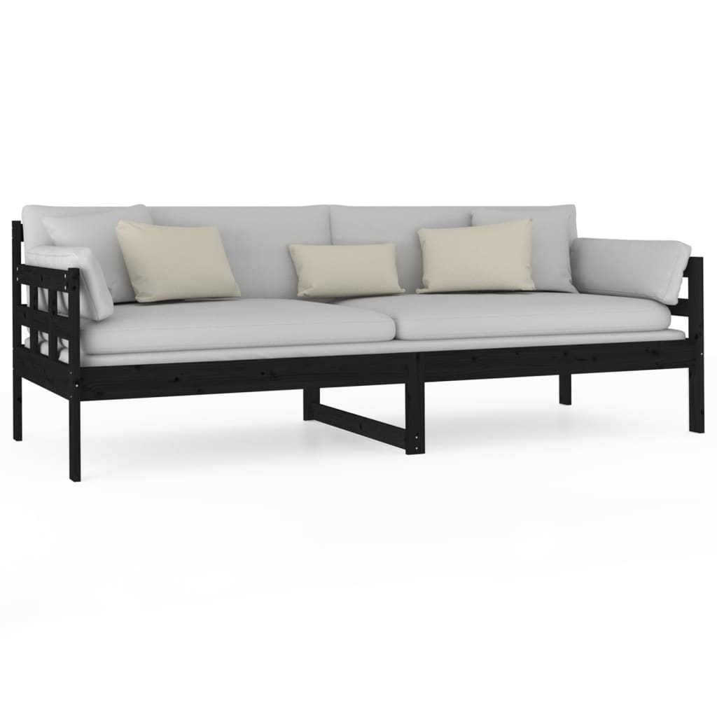 Daybed Black Solid Pine 80x200 cm