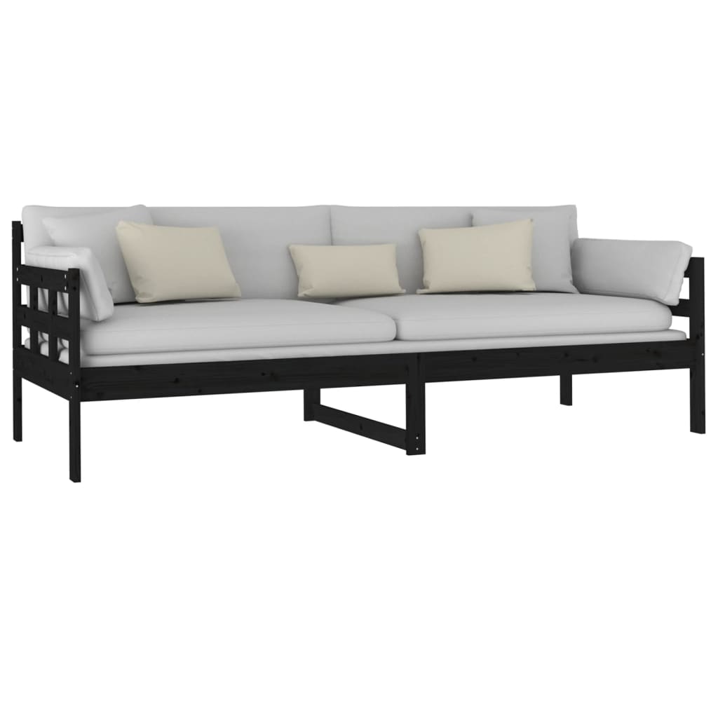 Daybed Black Solid Pine 80x200 cm