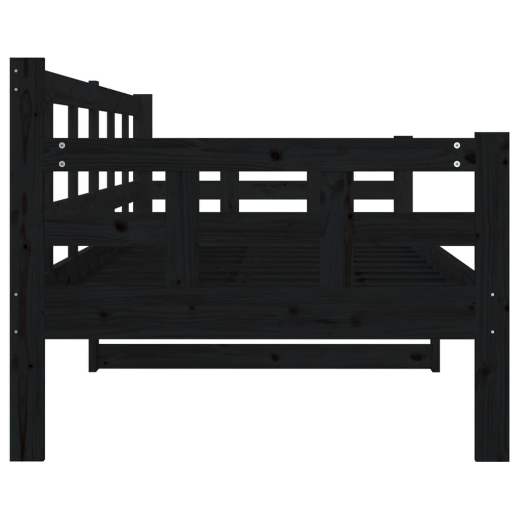 Daybed Black Solid Pine 80x200 cm