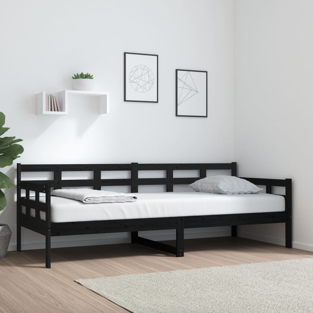 Daybed Black Solid Pine 80x200 cm