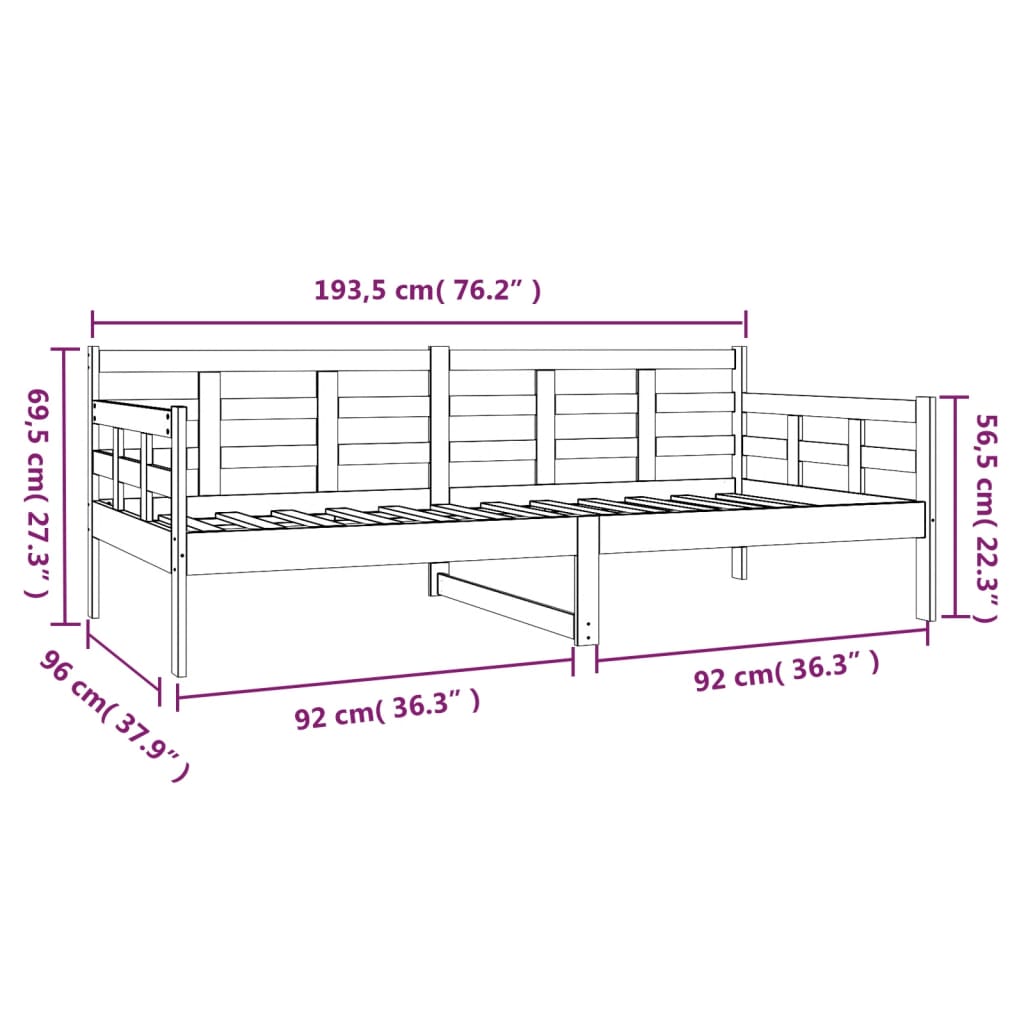 Daybed White Solid Pine 90x190 cm