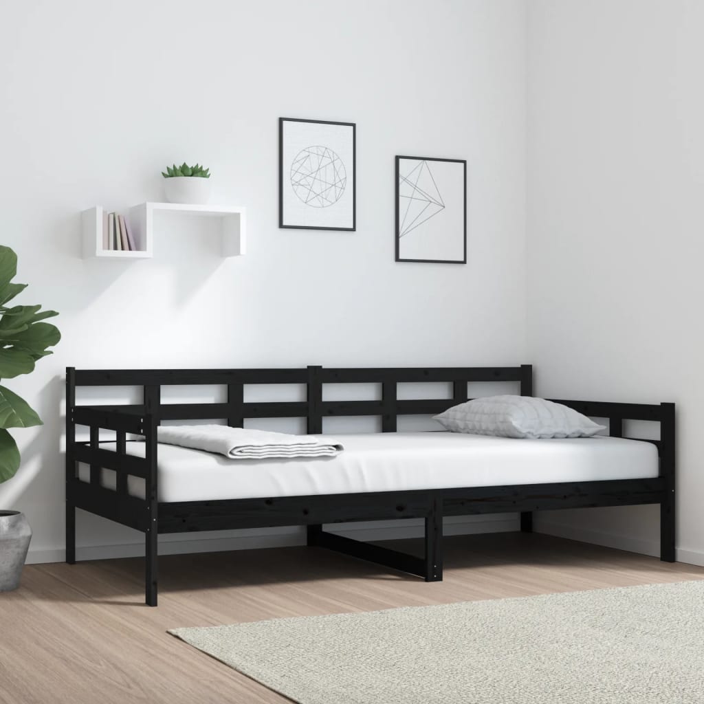 Daybed Black Solid Pine 90x190 cm