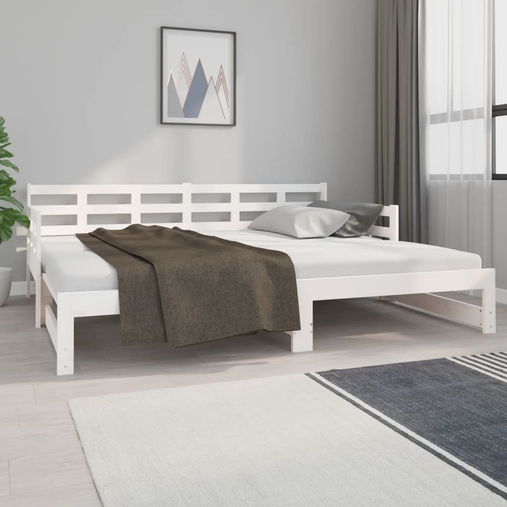 Daybed Extendable White Solid Pine 2x(90x200) cm