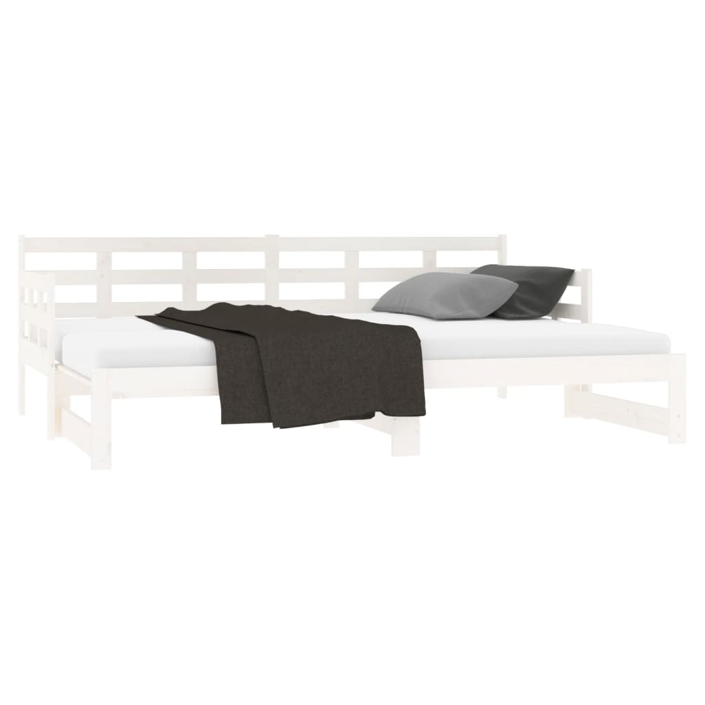 Daybed Extendable White Solid Pine 2x(90x200) cm