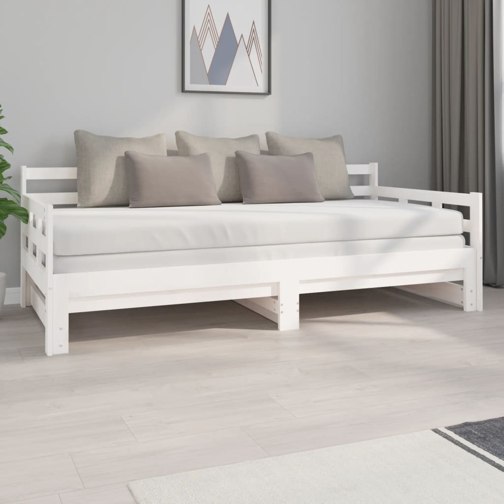 Daybed Extendable White Solid Pine 2x(90x200) cm