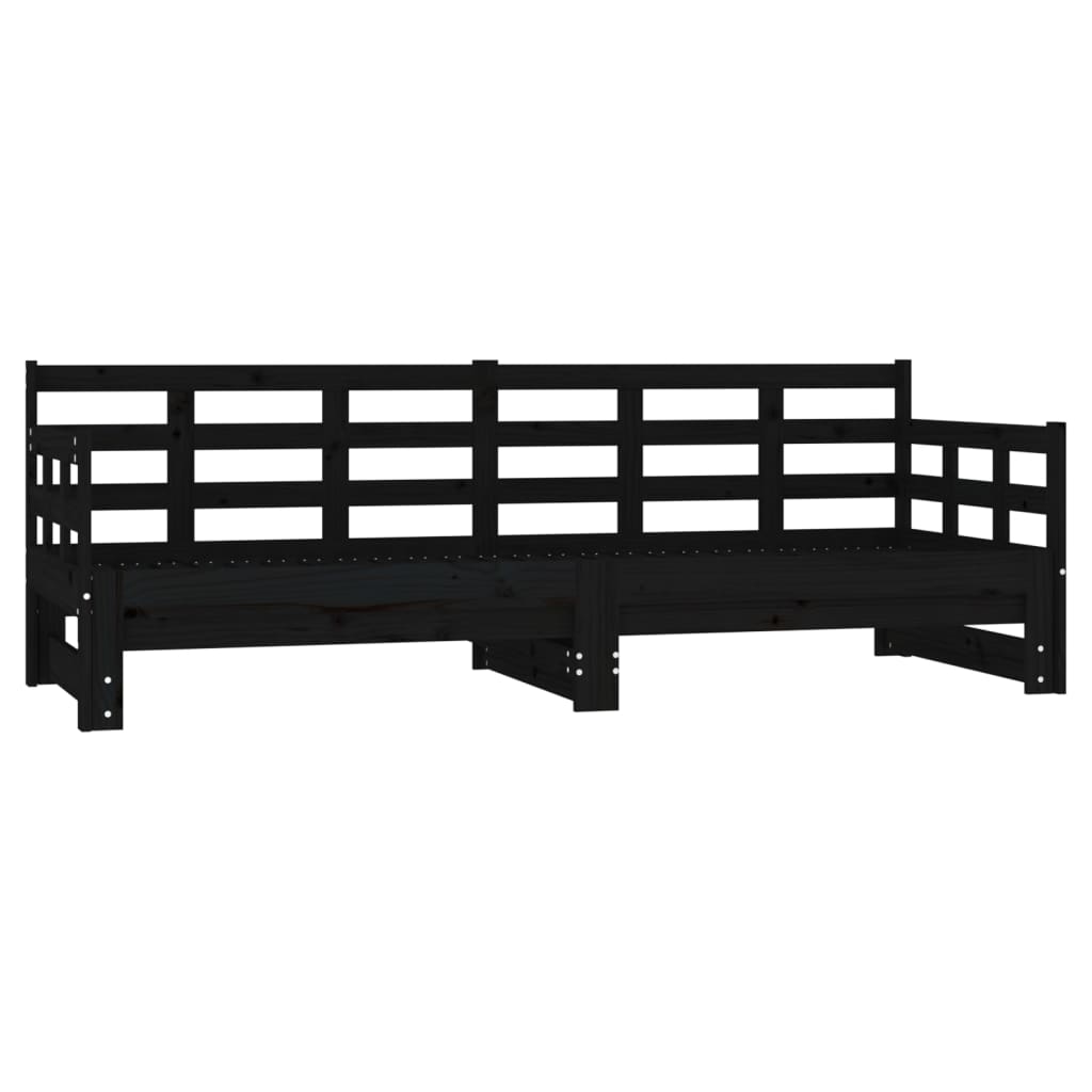 Daybed Extendable Black Solid Pine 2x(90x200) cm