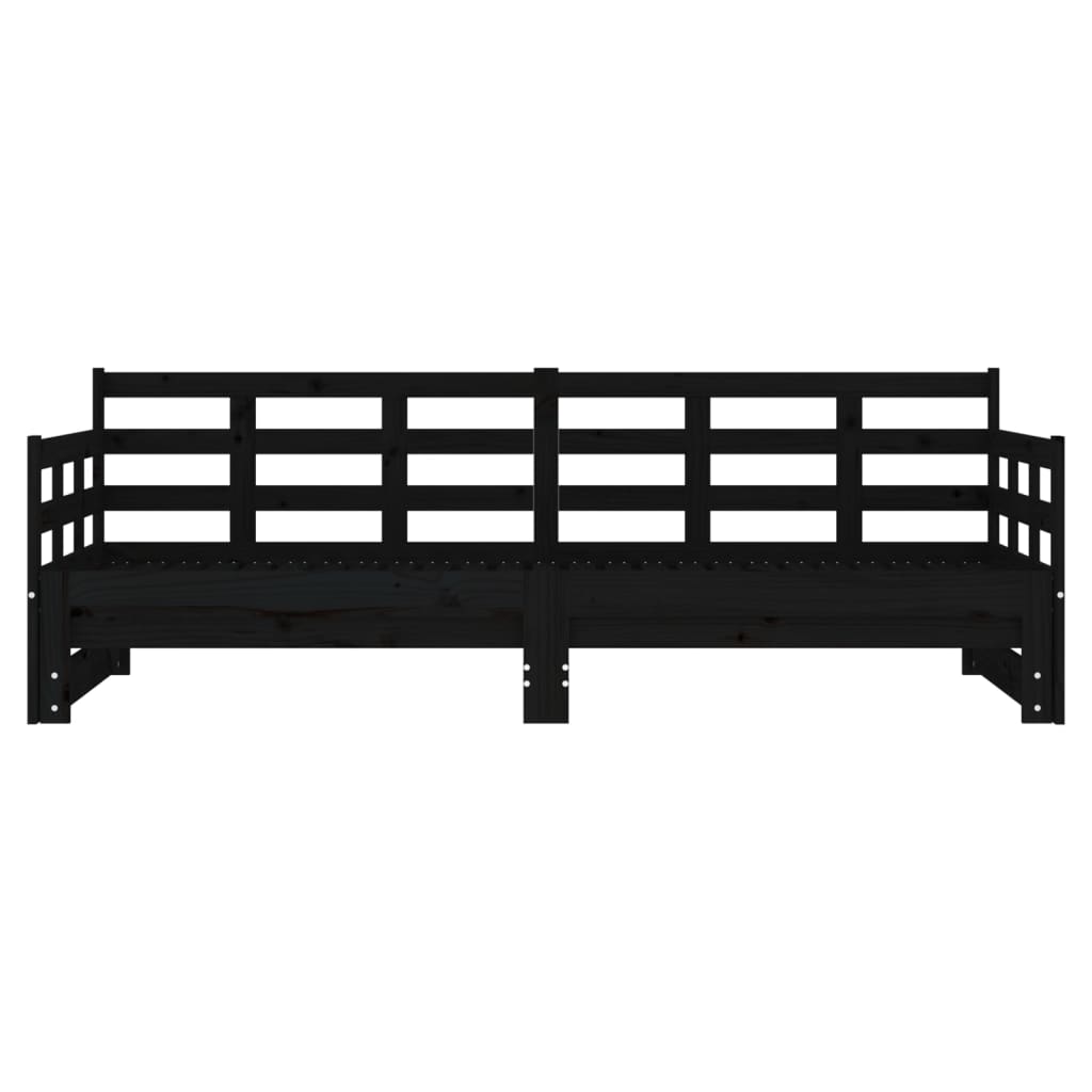 Daybed Extendable Black Solid Pine 2x(90x200) cm