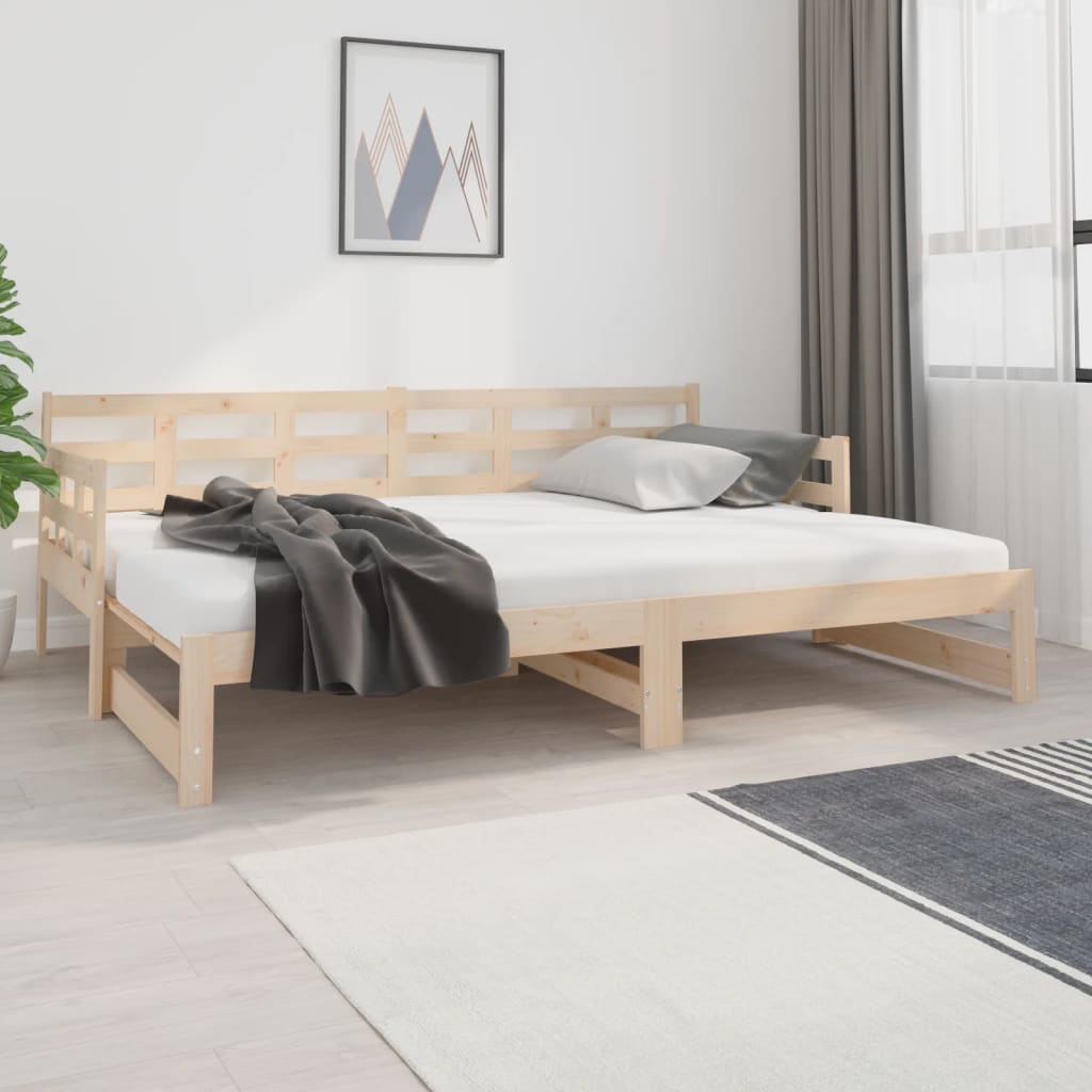 Daybed extendable solid pine wood 2x(80x200) cm