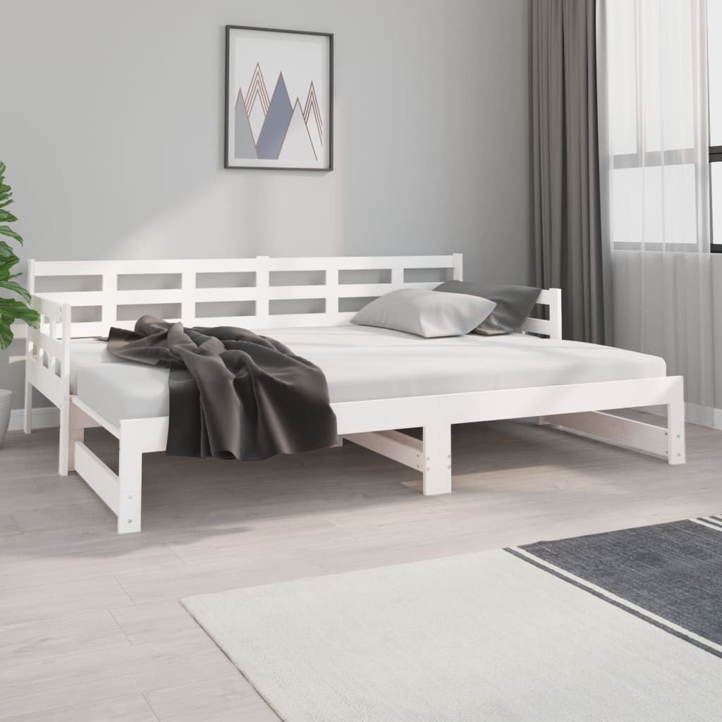 Daybed Extendable White Solid Pine 2x(80x200) cm