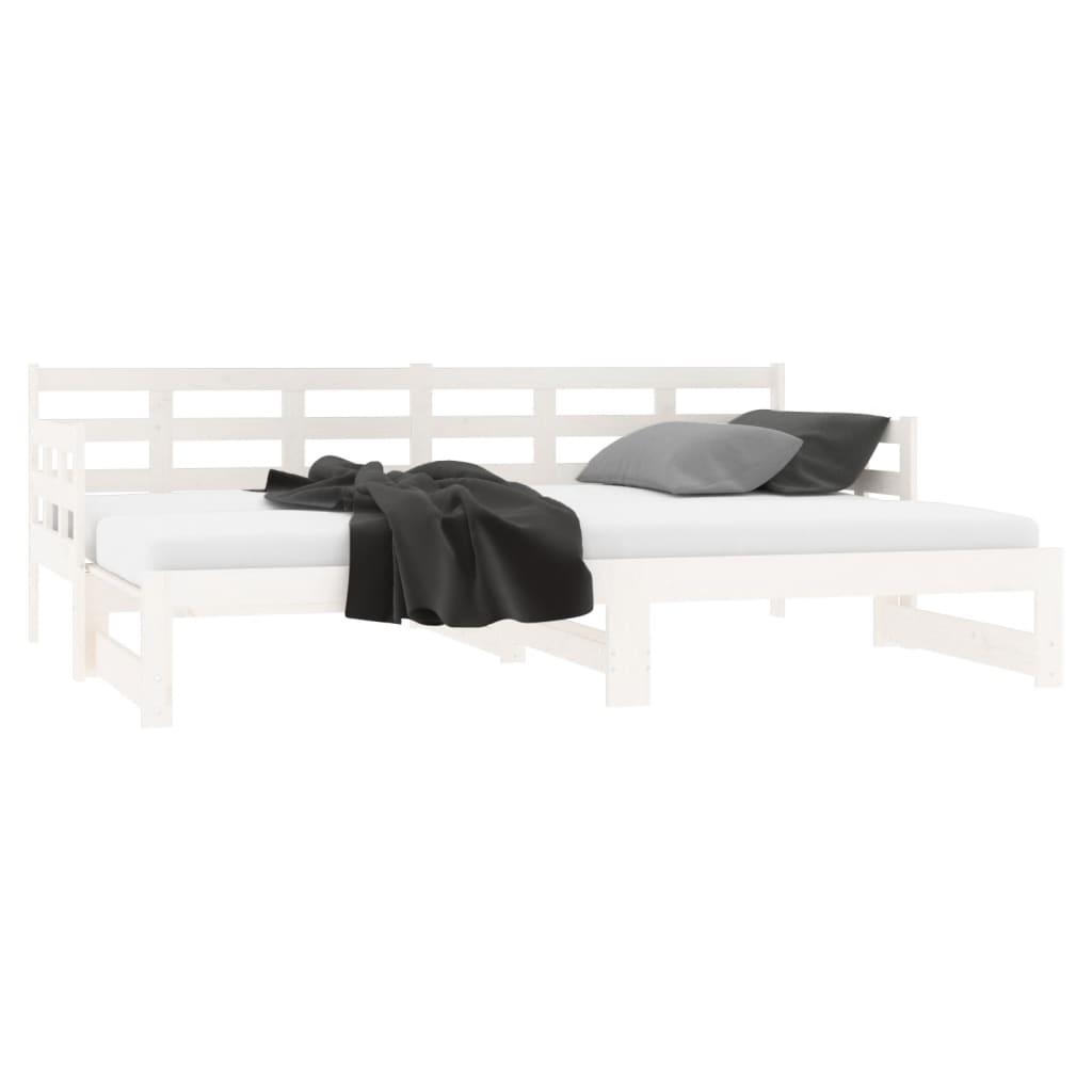 Daybed Extendable White Solid Pine 2x(80x200) cm