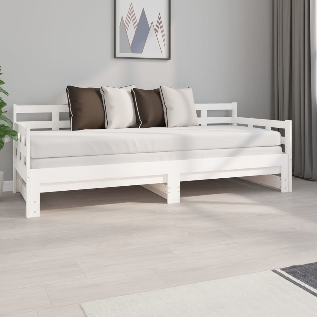 Daybed Extendable White Solid Pine 2x(80x200) cm