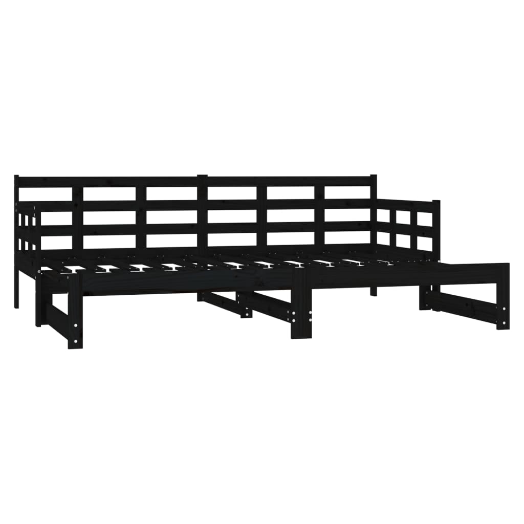 Daybed Extendable Black Solid Pine 2x(80x200) cm