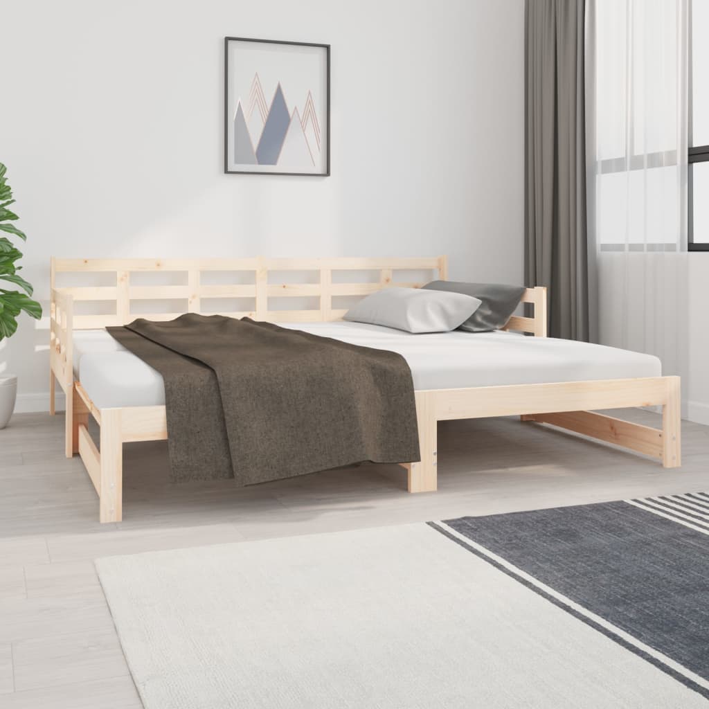 Daybed extendable solid pine wood 2x(90x190) cm