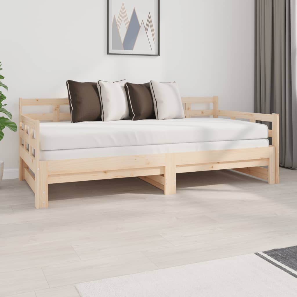 Daybed extendable solid pine wood 2x(90x190) cm