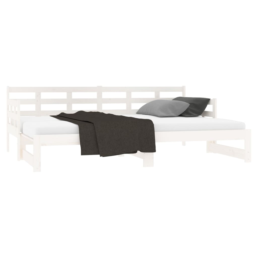 Daybed Extendable White Solid Pine 2x(90x190) cm