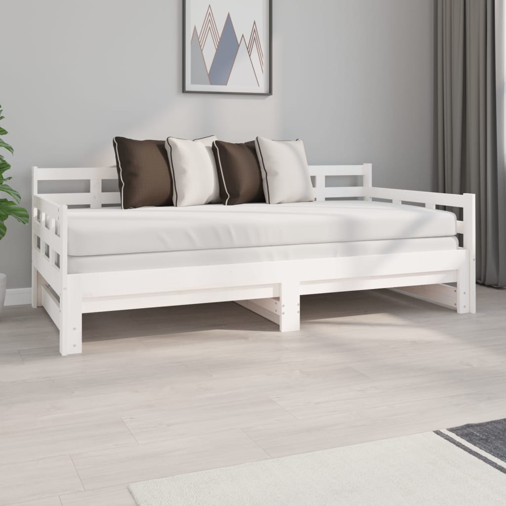 Daybed Extendable White Solid Pine 2x(90x190) cm