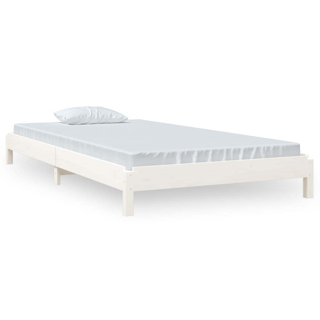 Stacking Bed White 100x200 cm Solid Pine Wood