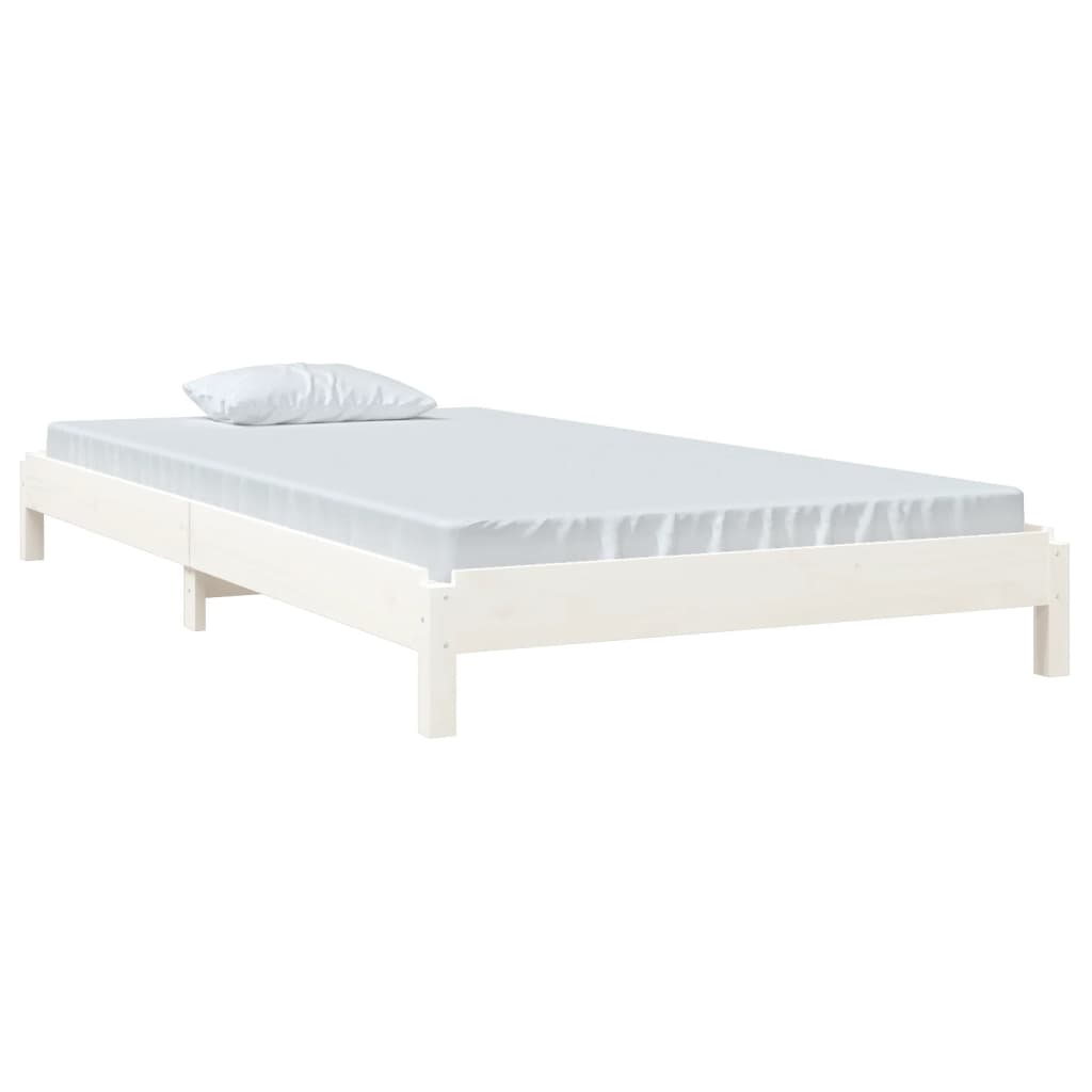 Stacking Bed White 100x200 cm Solid Pine Wood