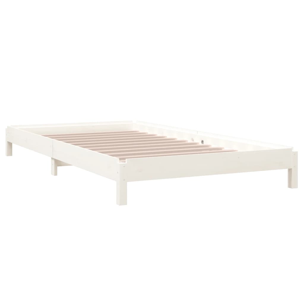 Stacking Bed White 100x200 cm Solid Pine Wood