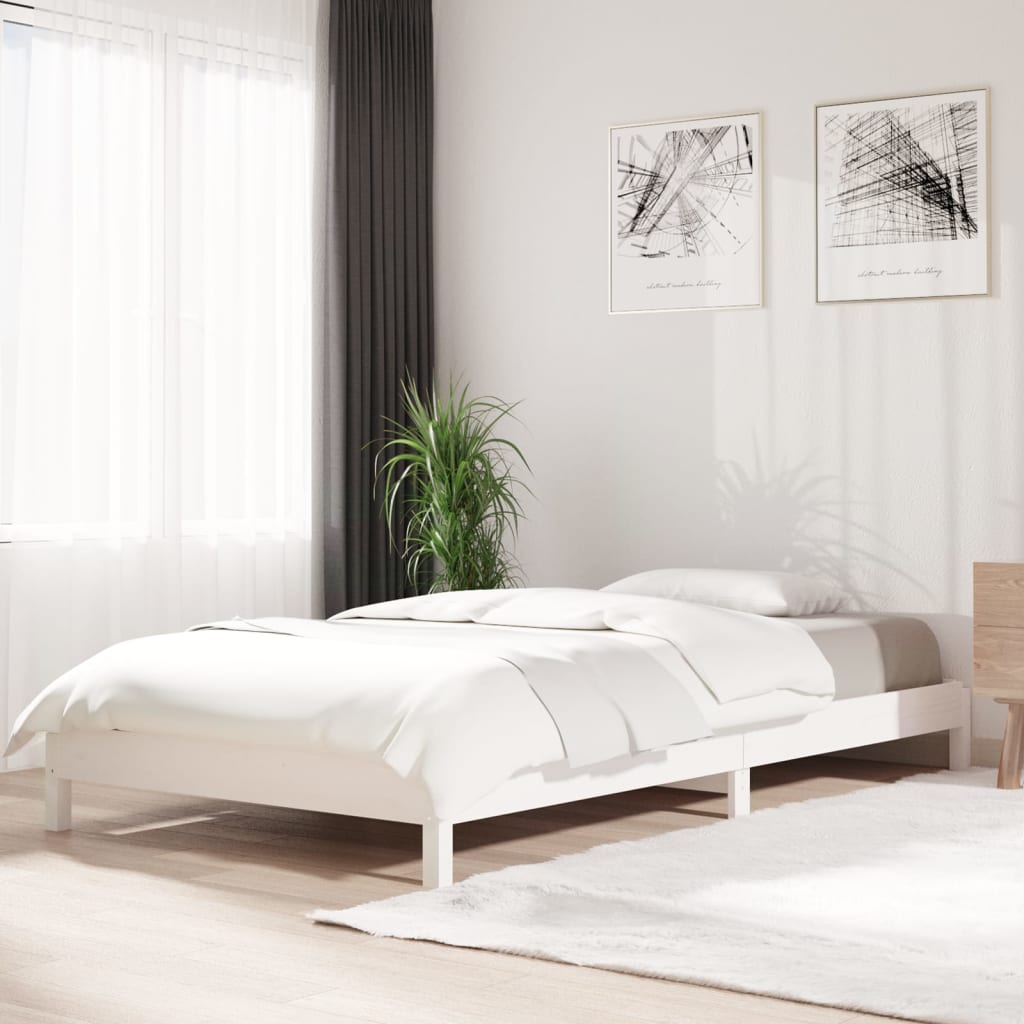 Stacking Bed White 100x200 cm Solid Pine Wood