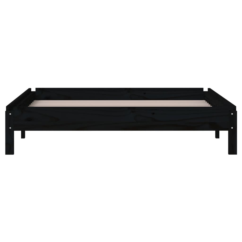 Stacking Bed Black 100x200 cm Solid Pine Wood