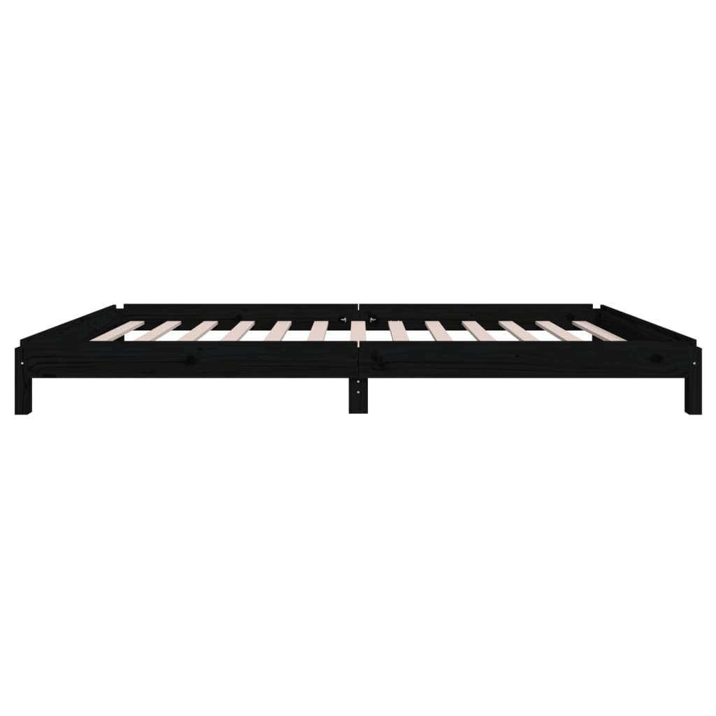 Stacking Bed Black 100x200 cm Solid Pine Wood