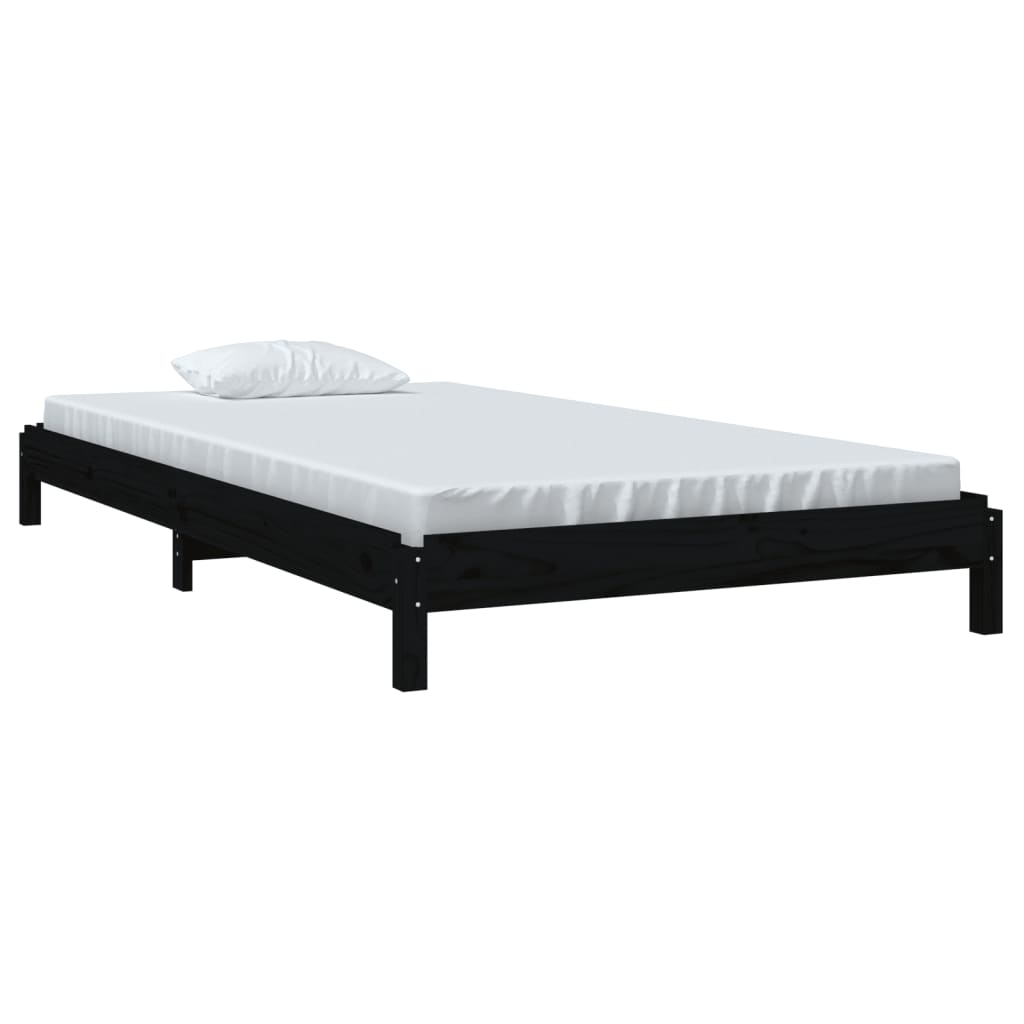 Stacking Bed Black 90x200 cm Solid Pine