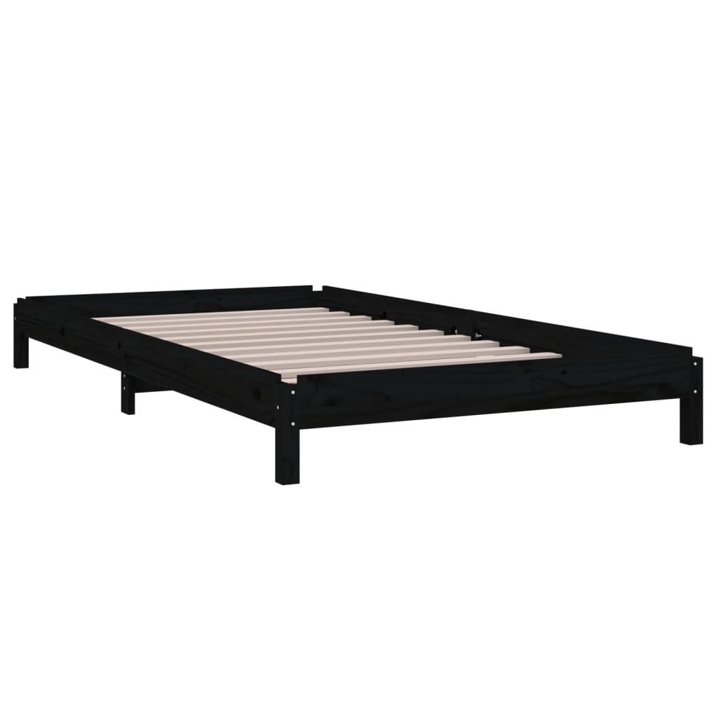 Stacking Bed Black 90x200 cm Solid Pine