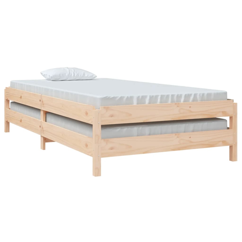 Stacking Bed Black 80x200 cm Solid Pine