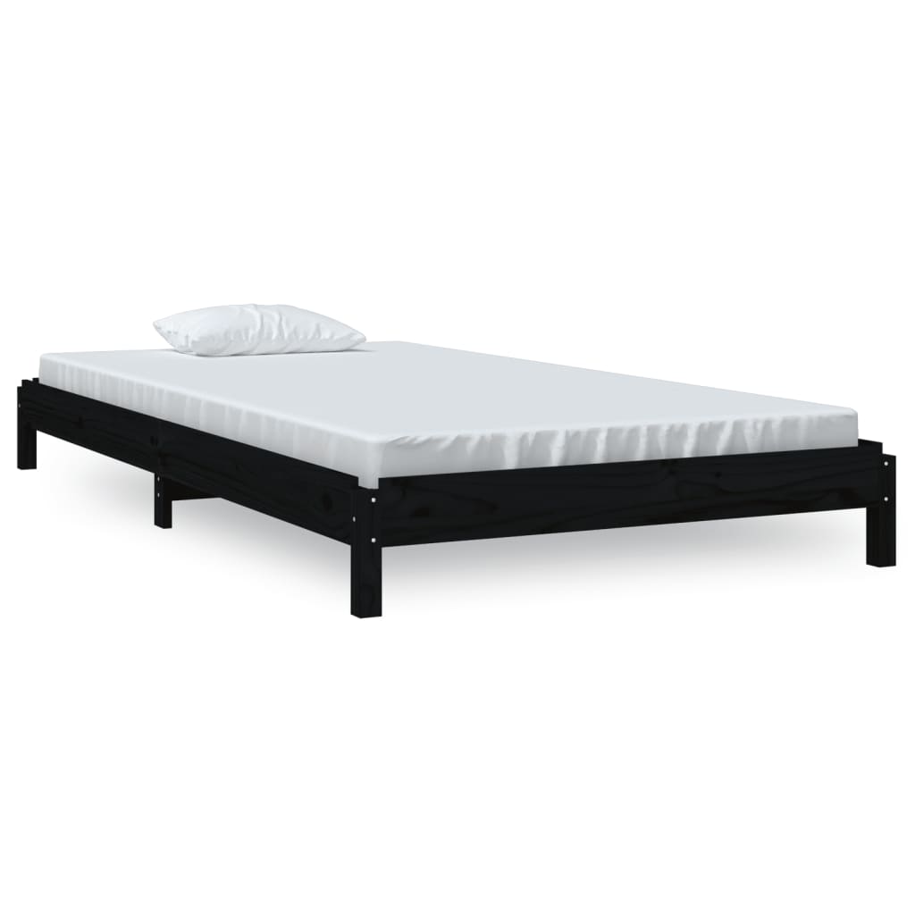 Stacking Bed Black 80x200 cm Solid Pine