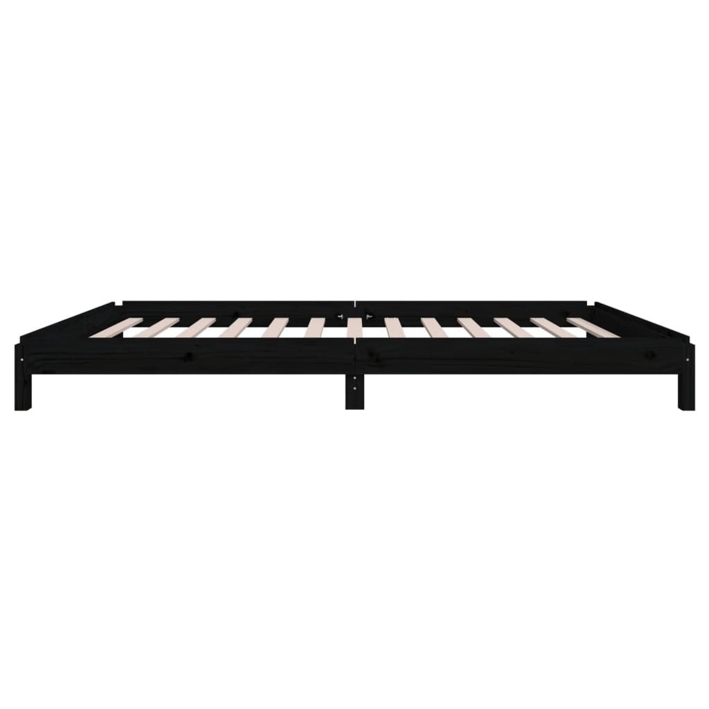 Stacking Bed Black 80x200 cm Solid Pine