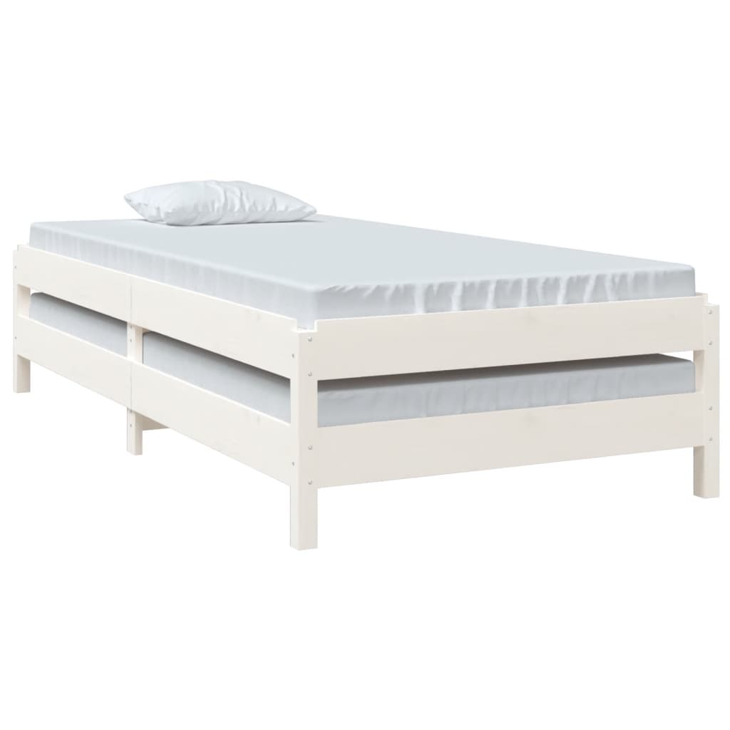 Stacking Bed White 90x190 cm Solid Pine Wood