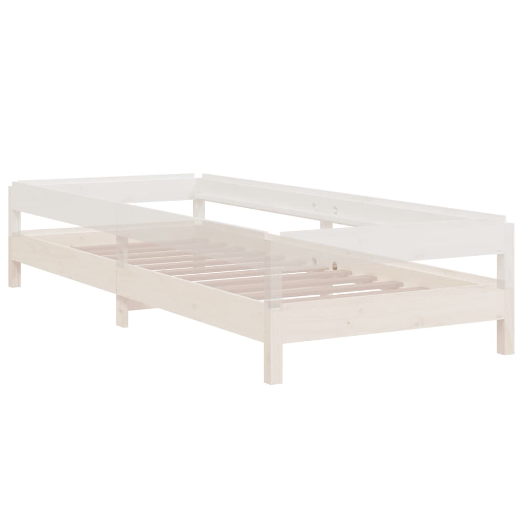 Stacking Bed White 90x190 cm Solid Pine Wood