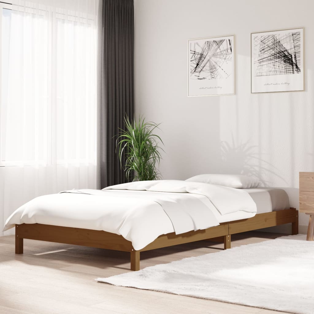 Stacking bed honey brown 90x190 cm solid pine wood