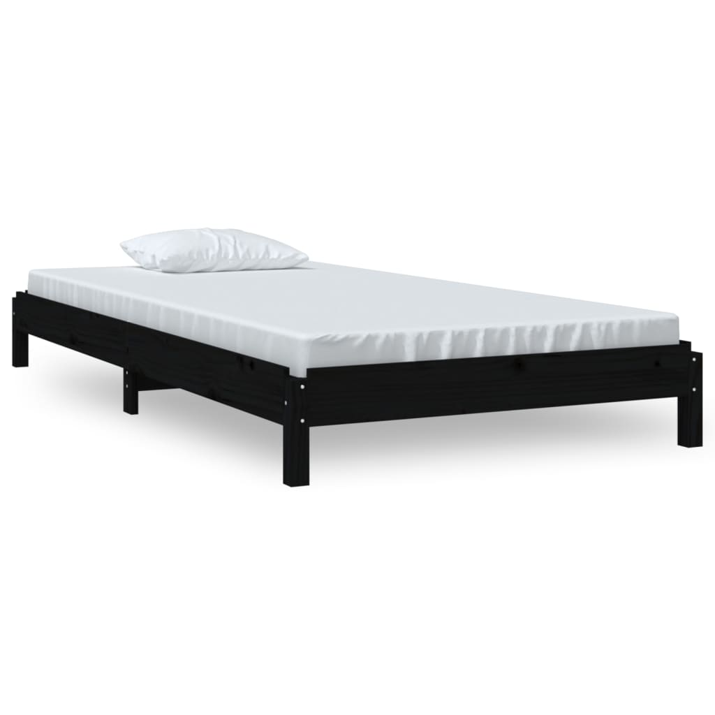 Stacking Bed Black 90x190 cm Solid Pine