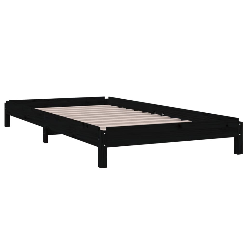 Stacking Bed Black 90x190 cm Solid Pine