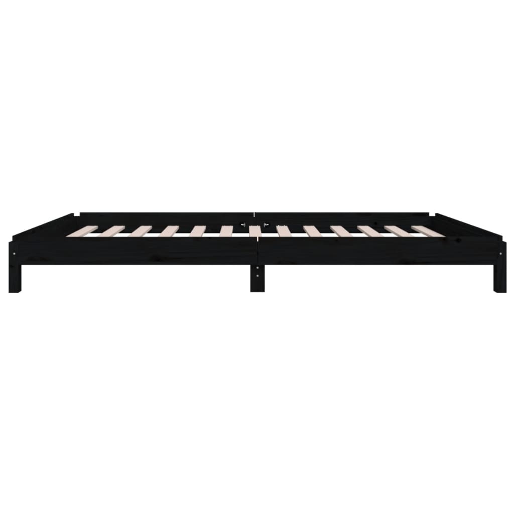 Stacking Bed Black 90x190 cm Solid Pine