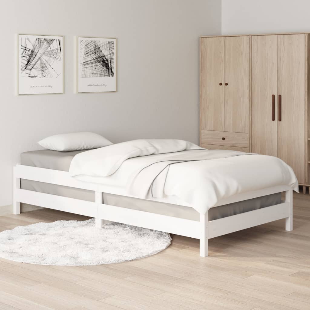 Stacking Bed White 75x190 cm Solid Pine