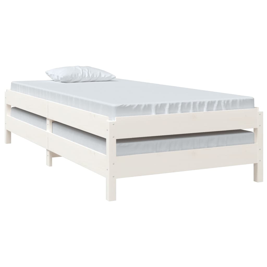 Stacking Bed White 75x190 cm Solid Pine