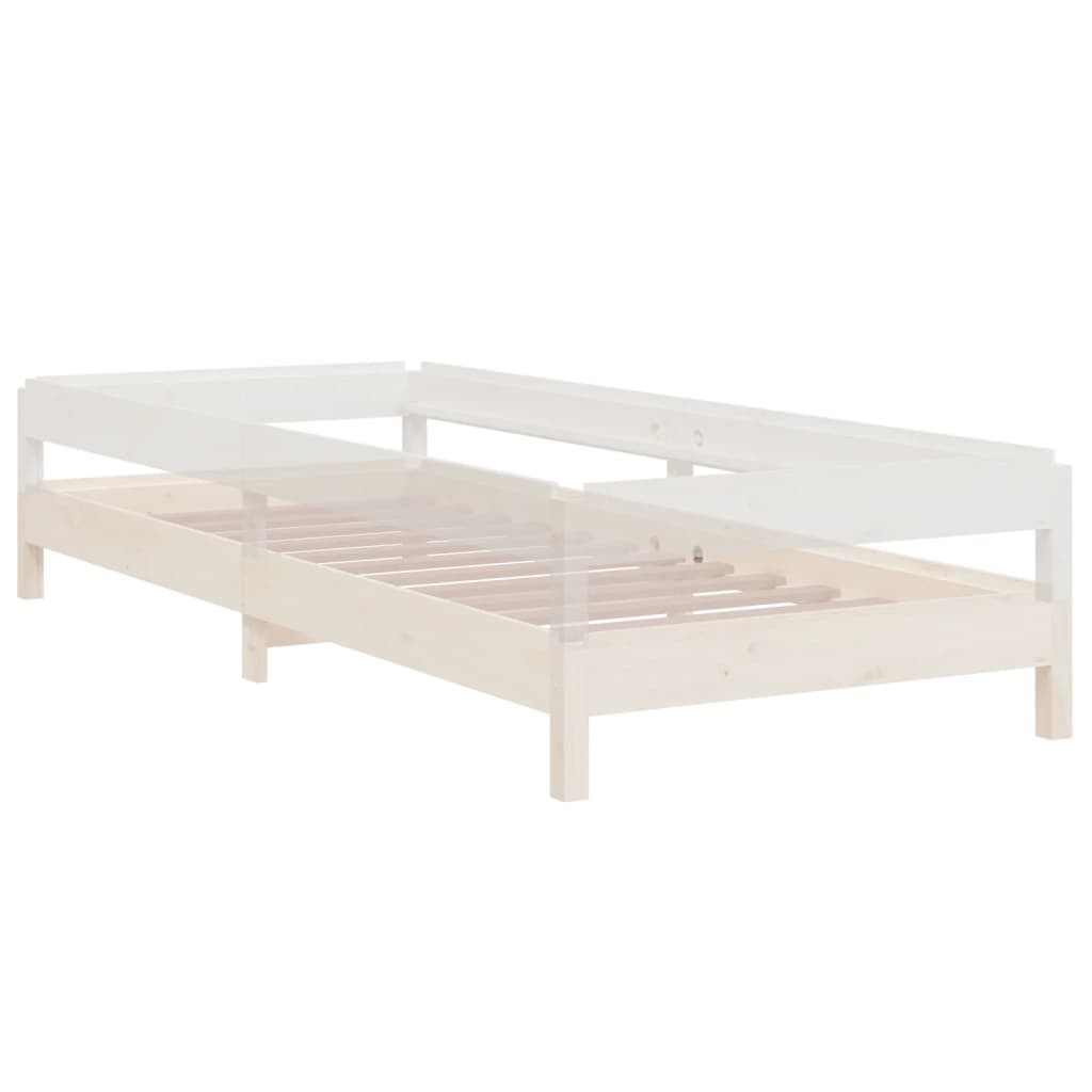 Stacking Bed White 75x190 cm Solid Pine