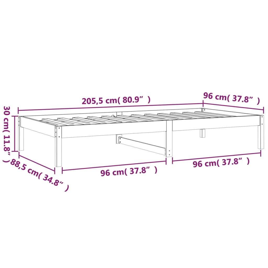 Daybed without mattress white 90x200 cm solid pine wood